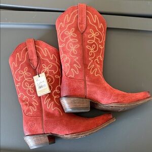 Ariat Red Suede Cowboy Boots